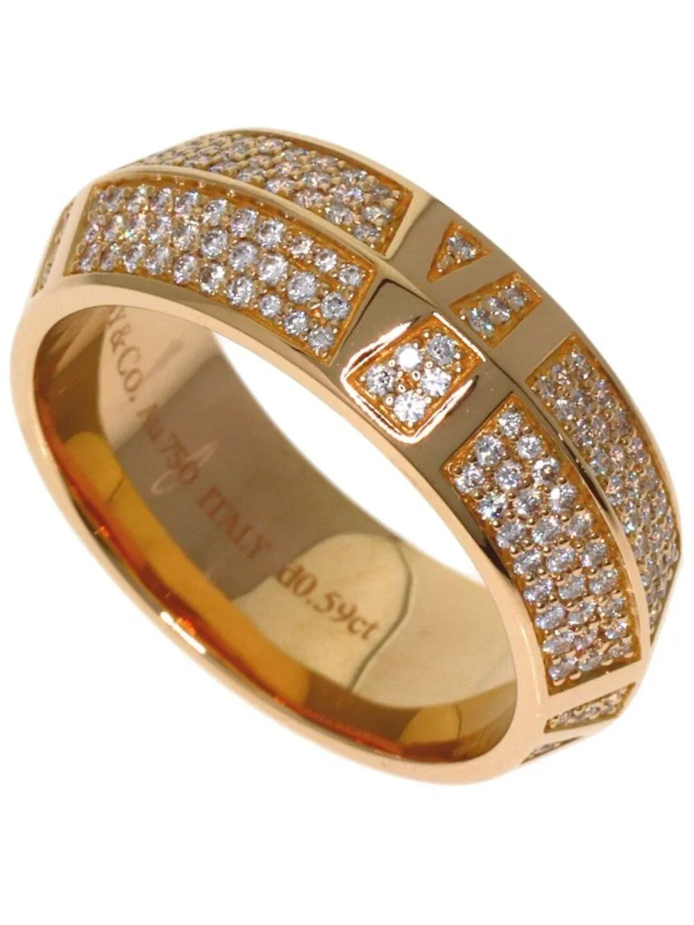 Tiffany & Co Atlas Closed Diamond Ring 18K Pink Gold